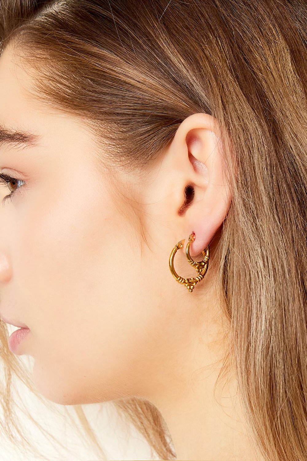 Earrings vintage style Gold Color Stainless Steel h5Picture3